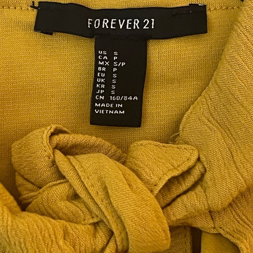 Forever 21 Mustard Yellow Tie Front Maxi Dress Small - Picture 9 of 12